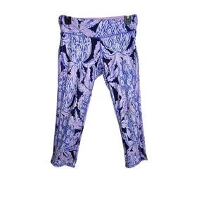 Lilly Pulitzer Weekender Crop Leggings SZ Med Beckon Blue Coco Safari Resort